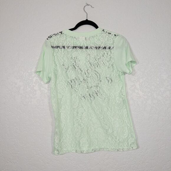 NWT Rue 21 Green Not Just A Pretty Face Lace Back T-Shirt‎ Size Medium - Picture 4 of 6